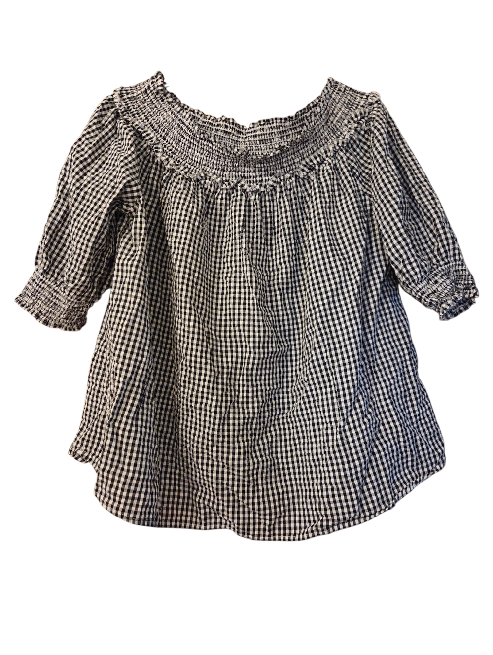 Mirror Image Gingham Black/ White Off Shoulder Top Size Large